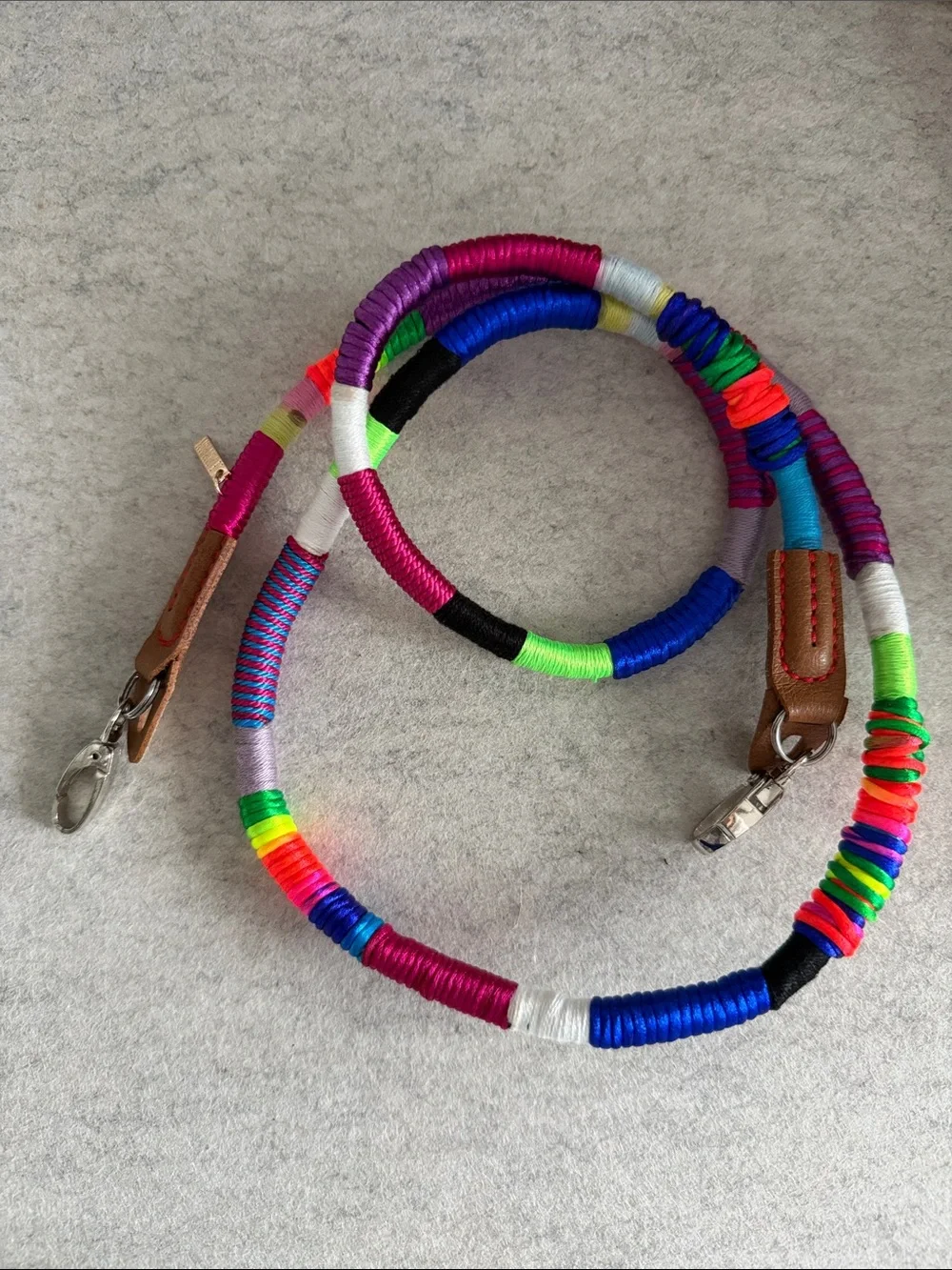 Woman’s Multicolor Wrapped Lanyard Strap - Pink, Blue, Green